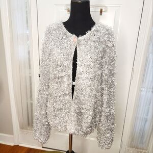 SideEffects Fluffy Cardigan Sweater Jacket Size XL‎